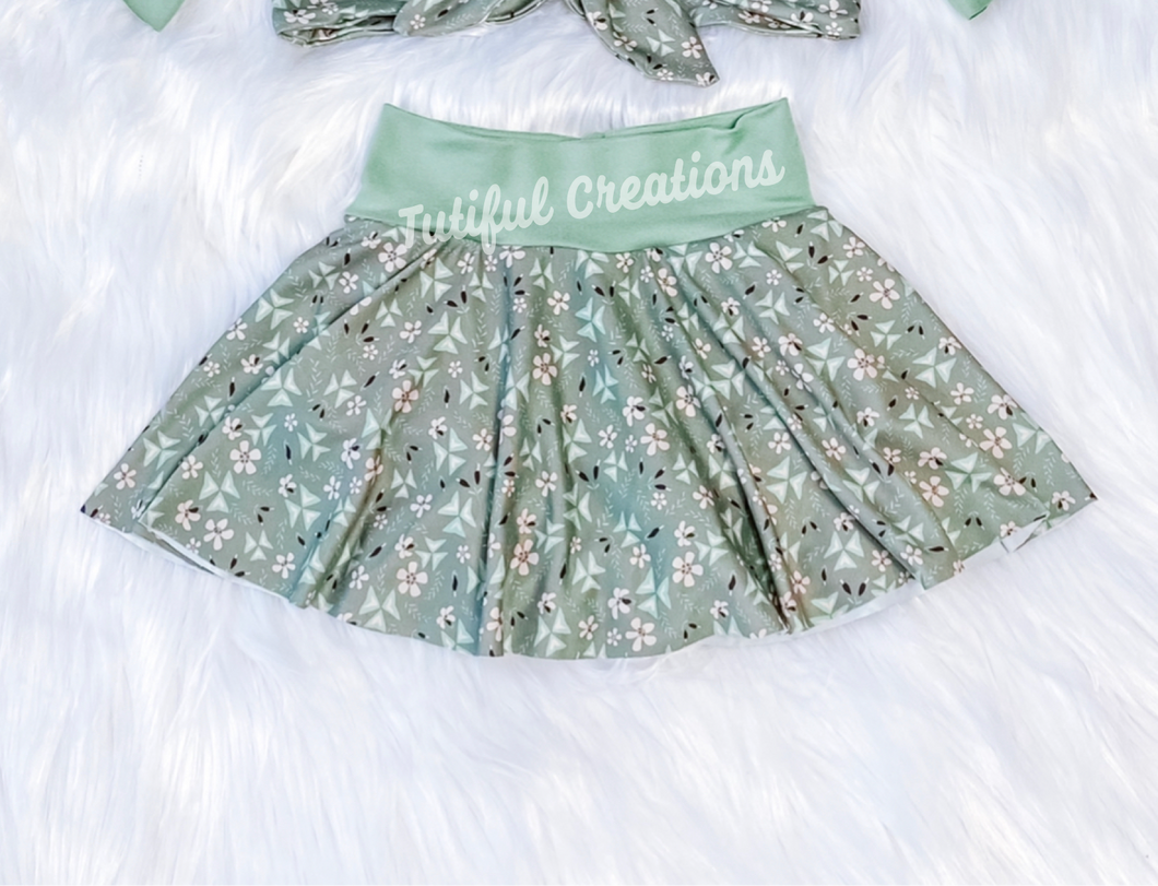 Sage Floral Skirted Bummies or Twirl Skirt